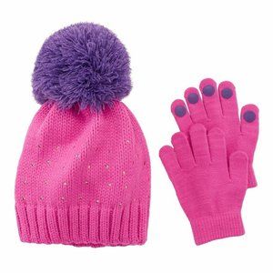 Girls 4-16 Rhinestone Hat & Gloves Set